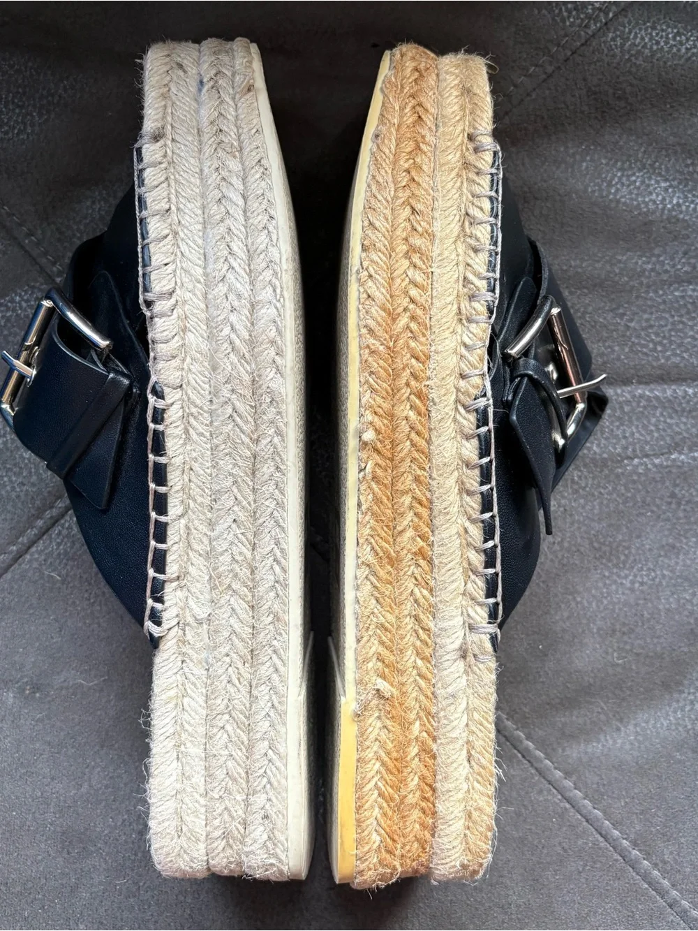 Zara Black Slip On Espadrille Platform Slide Sandals Strappy Chunky Flatform 8